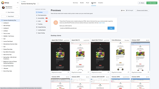Email preview and load speed on different devices