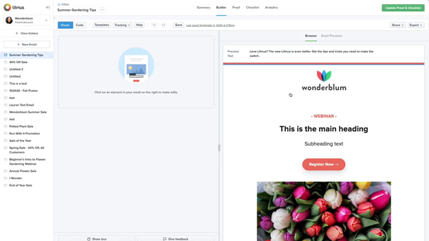Email preview using Litmus